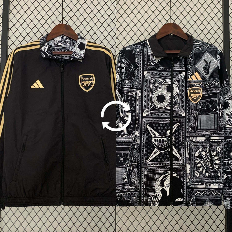 Arsenal 23/24 Windbreaker Reversible Black and Black